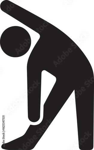 Black silhouette of a person stretching for fitness and well being promoting healthy lifestyle in a studio environment illustration