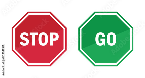 STOP and GO sign vector icon design. 