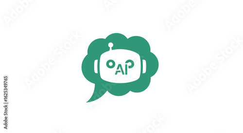 Green speech bubble with a white robot head containing the letters ai in the center of the image