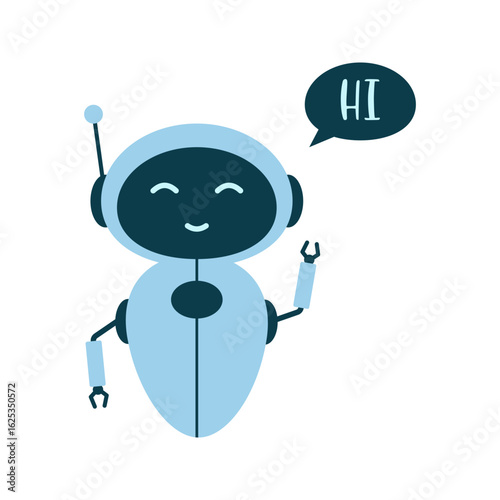 Various chat robots showing different moods, actions, and designs
