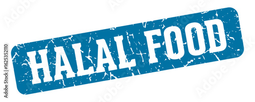 halal food rectangular sign. halal food stamp
