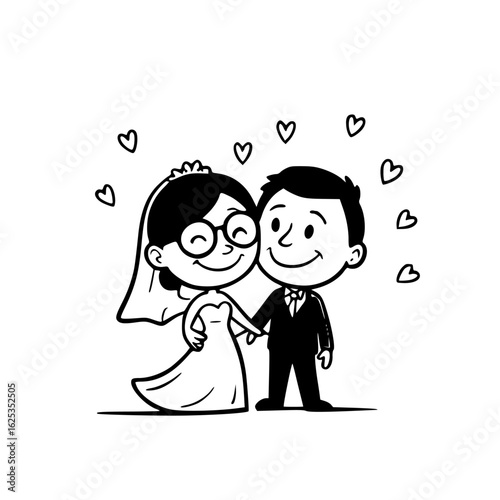 Eternal Bond: Capturing the joyous union of a loving couple on their special day, surrounded by symbols of affection and commitment.