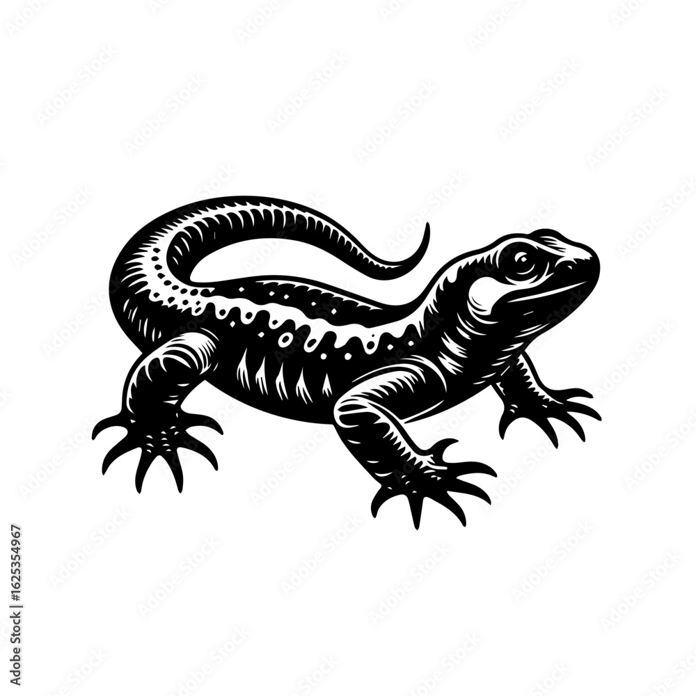 Fototapeta premium Black and White Stylized Lizard Illustration.