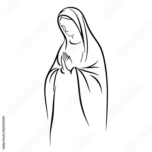 Virgin Mary Vector illustration, Mother Of God Clipart Design, mother of Jesus Art