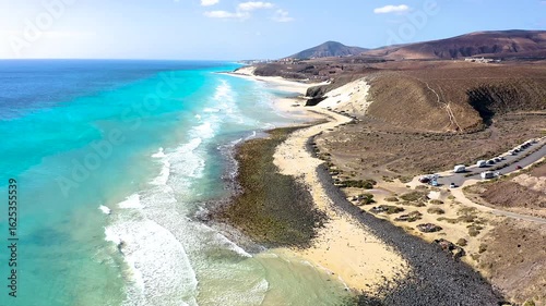 Wallpaper Mural Aerial view of turquoise color of the sea, with low tide, in Sotavento Beach, Fuerteventura Island, Spain. Torontodigital.ca