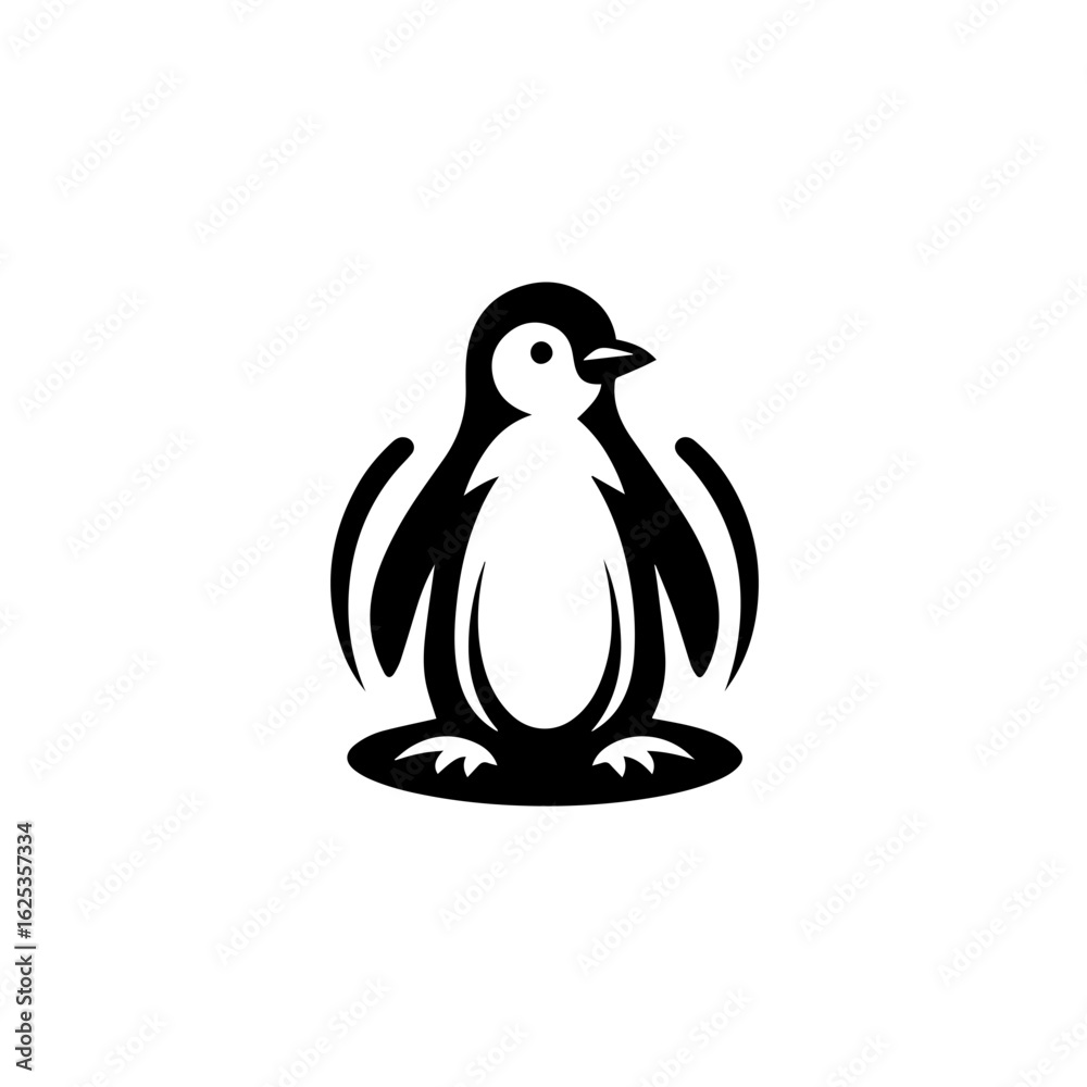 Obraz premium Stylized Black Penguin Logo Design.