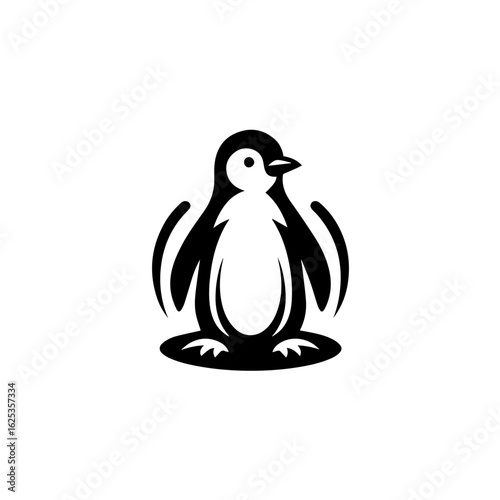 Stylized Black Penguin Logo Design.