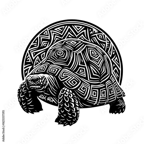 Stylized Tortoise with Geometric Pattern.