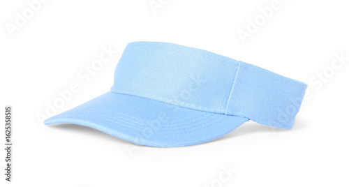 Foto One light blue visor cap isolated on white. Mockup for design