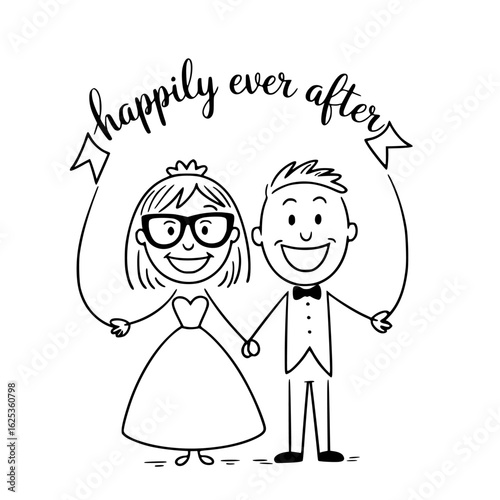Happily Ever After: A charming illustration captures the essence of 'happily ever after,' a celebration of love, commitment, and the promise of a shared future.