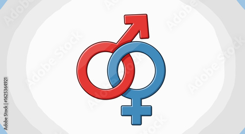 Intertwined Gender Symbols Depicting Relationships, Love, and Togetherness in a Simple and Minimalistic Design.