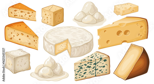 Diverse Cheese Collection: A Vibrant Assortment of Delicious Varieties, Perfect for Food Lovers and Culinary Enthusiasts.
