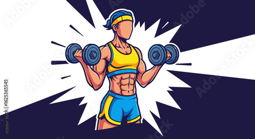 Strong fitness woman lifting weights with confidence and energy, showcasing health, dedication and power