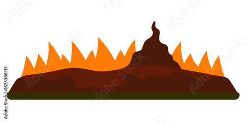 Lava Field Grass Cartoon Vector Surviving in Harsh Volcanic Landscapes