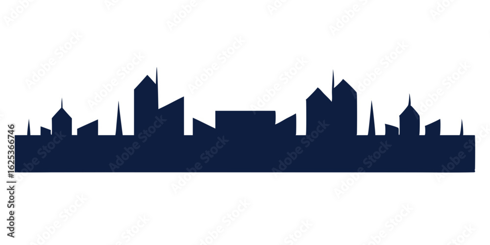 Naklejka premium City Skyline Cut from Square Frame Vector for Modern Urban Design