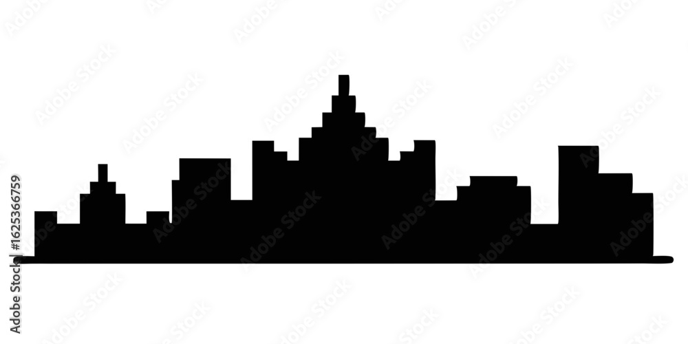 Fototapeta premium Classic Cityscape Silhouette Vector with Emblems for Traditional Art