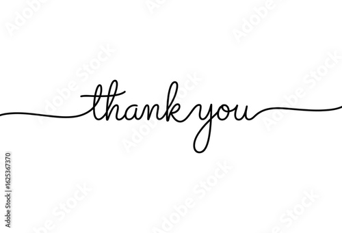 Thank you lettering. Thanks message calligraphy in modern hand drawn style font. thank you calligraphy text. Elegant black handwritten script spelling "thank you" 