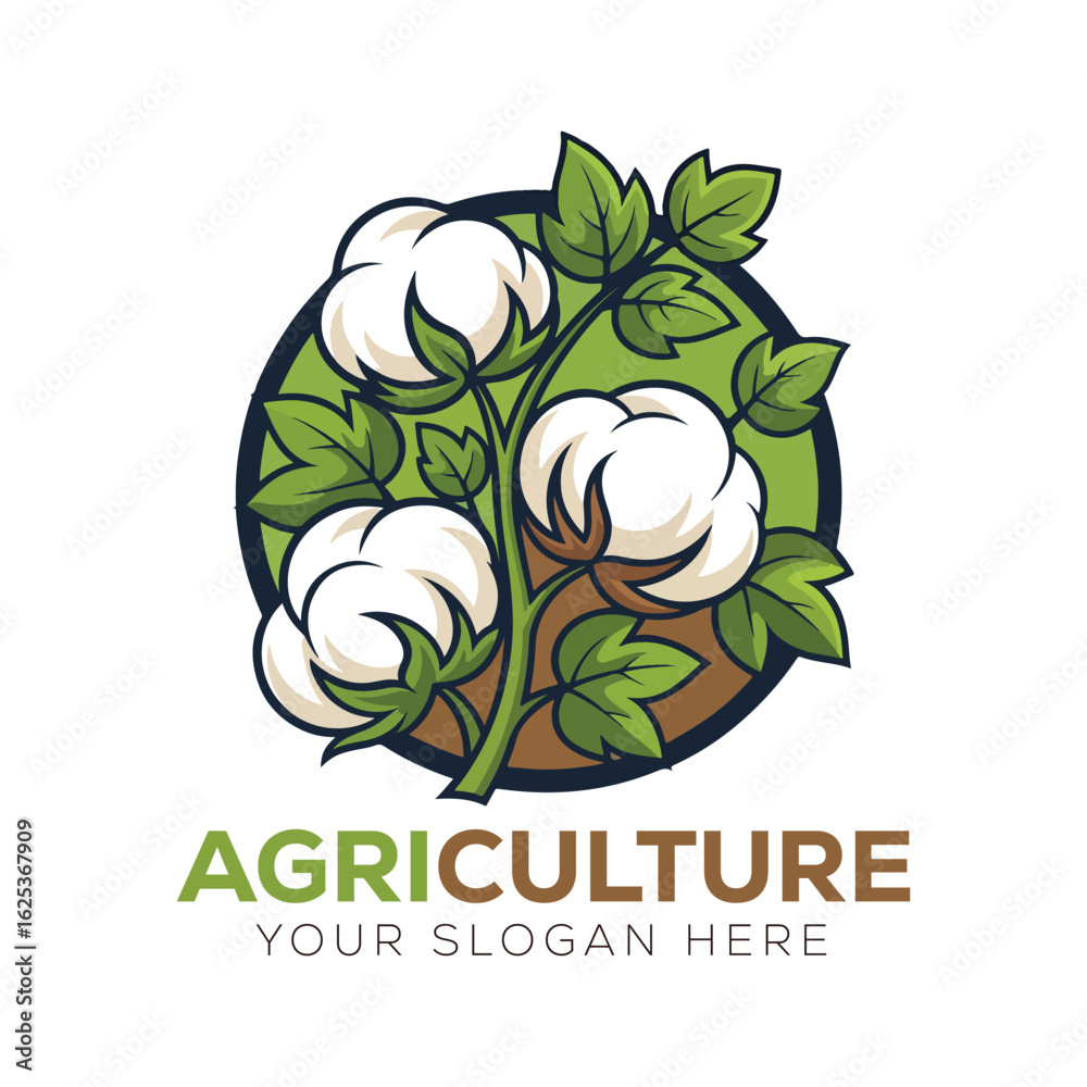 Fototapeta premium Modern Cotton Agriculture Logo Design for Social Media and Branding