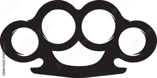 Black brass knuckles with four finger holes on white background knuckle dusters weapon