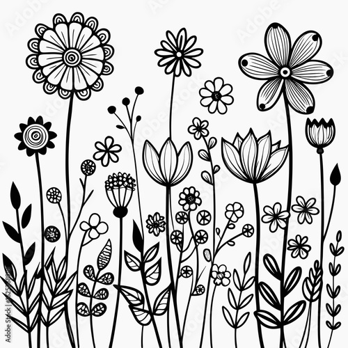 black-and-white-hand-drawn-wildflower-border--sim