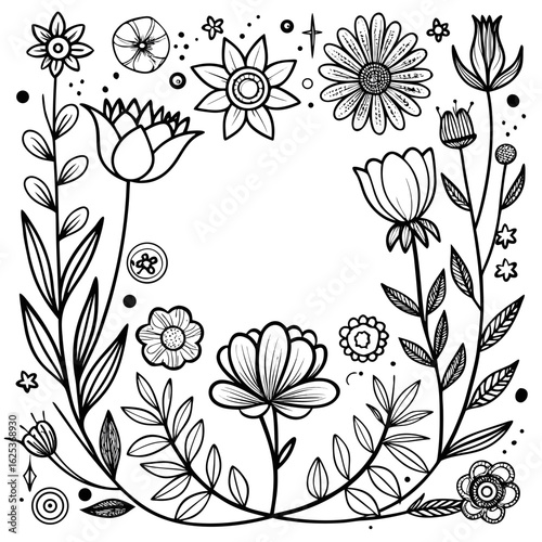 black-and-white-hand-drawn-wildflower-border--sim