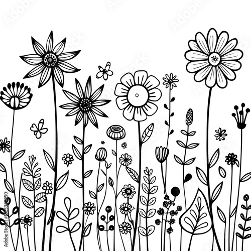 black-and-white-hand-drawn-wildflower-border--sim