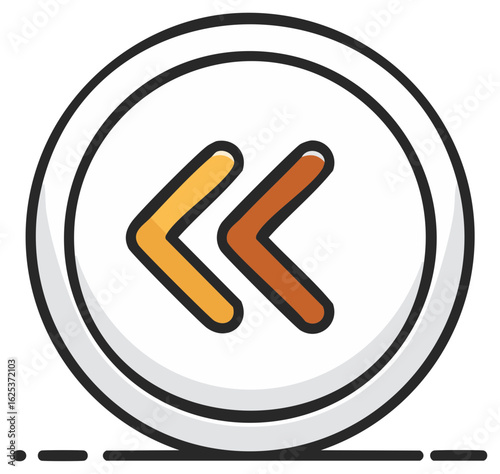 Colorful flat design rewind media player button for user interface control