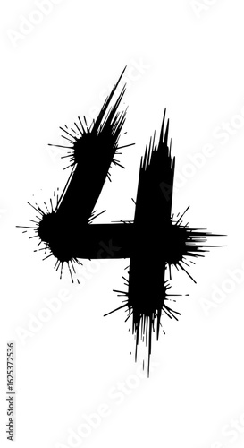 Artistic illustration of the number four with splatter effect for creativity and design concept
