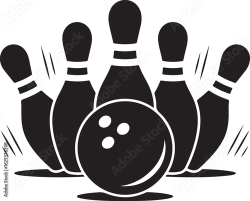 Bowling silhouette vector art illustration, Shapes Collection Isolated on White Background