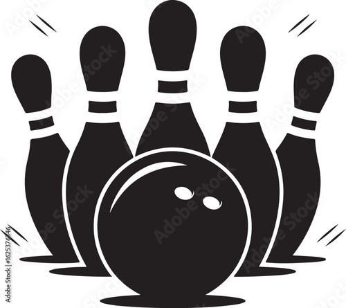 Bowling silhouette vector art illustration, Shapes Collection Isolated on White Background