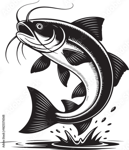 Fish silhouette vector art illustration, Shapes Collection Isolated on White Background