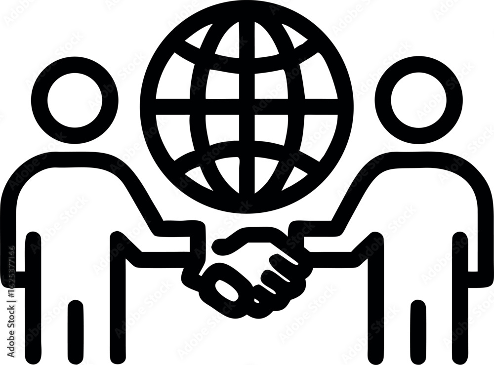 Global Cooperation Silhouette Graphic Design Element International Relations Symbol White Global Cooperation Silhouette Graphic Design Element International Relations Symbol White