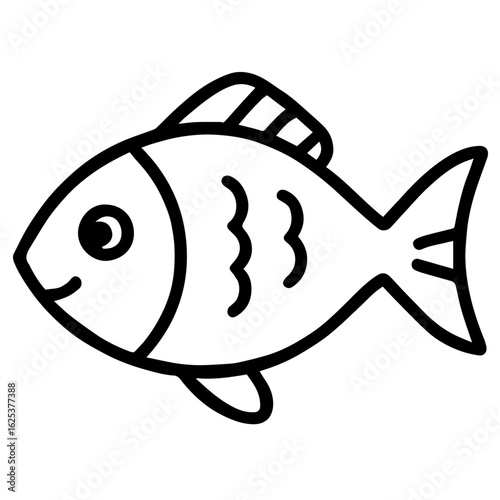 Cute Cartoon Fish Line Icon