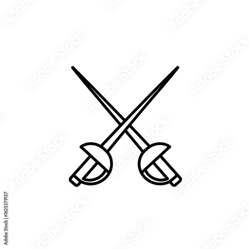 Crossed swords vector icon for sports and fencing design  