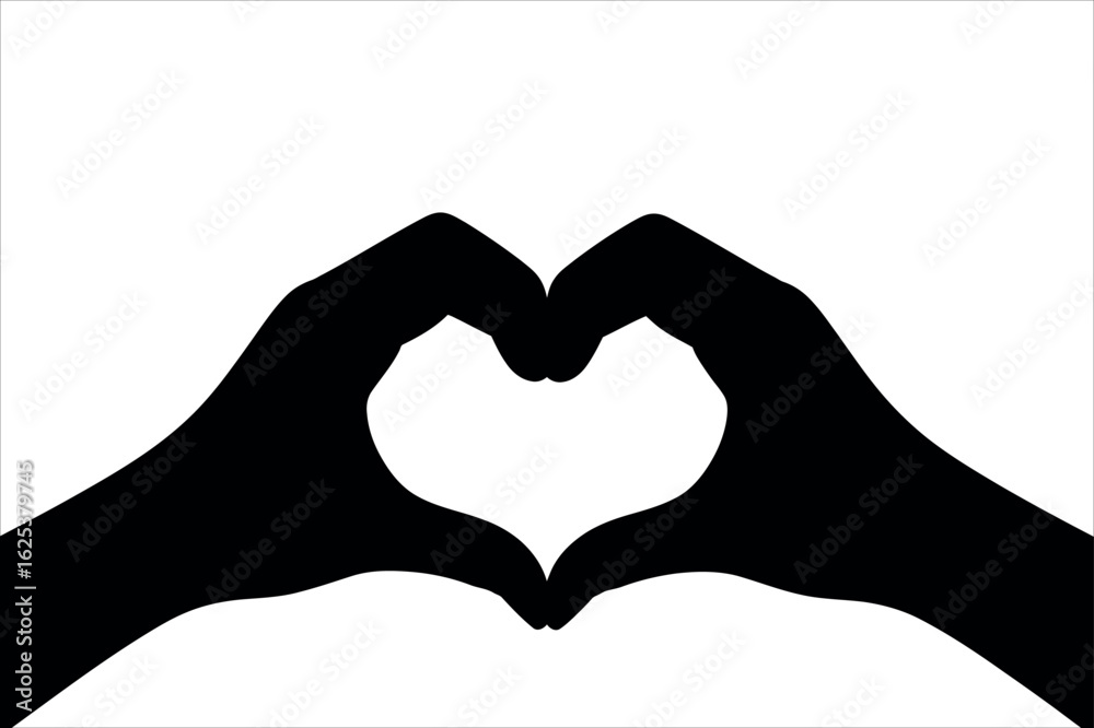 Fototapeta premium Black hands forming a heart shape love white