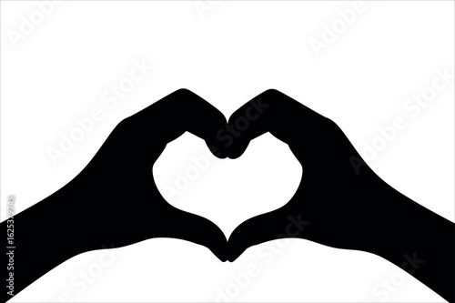 Black hands forming a heart shape love white