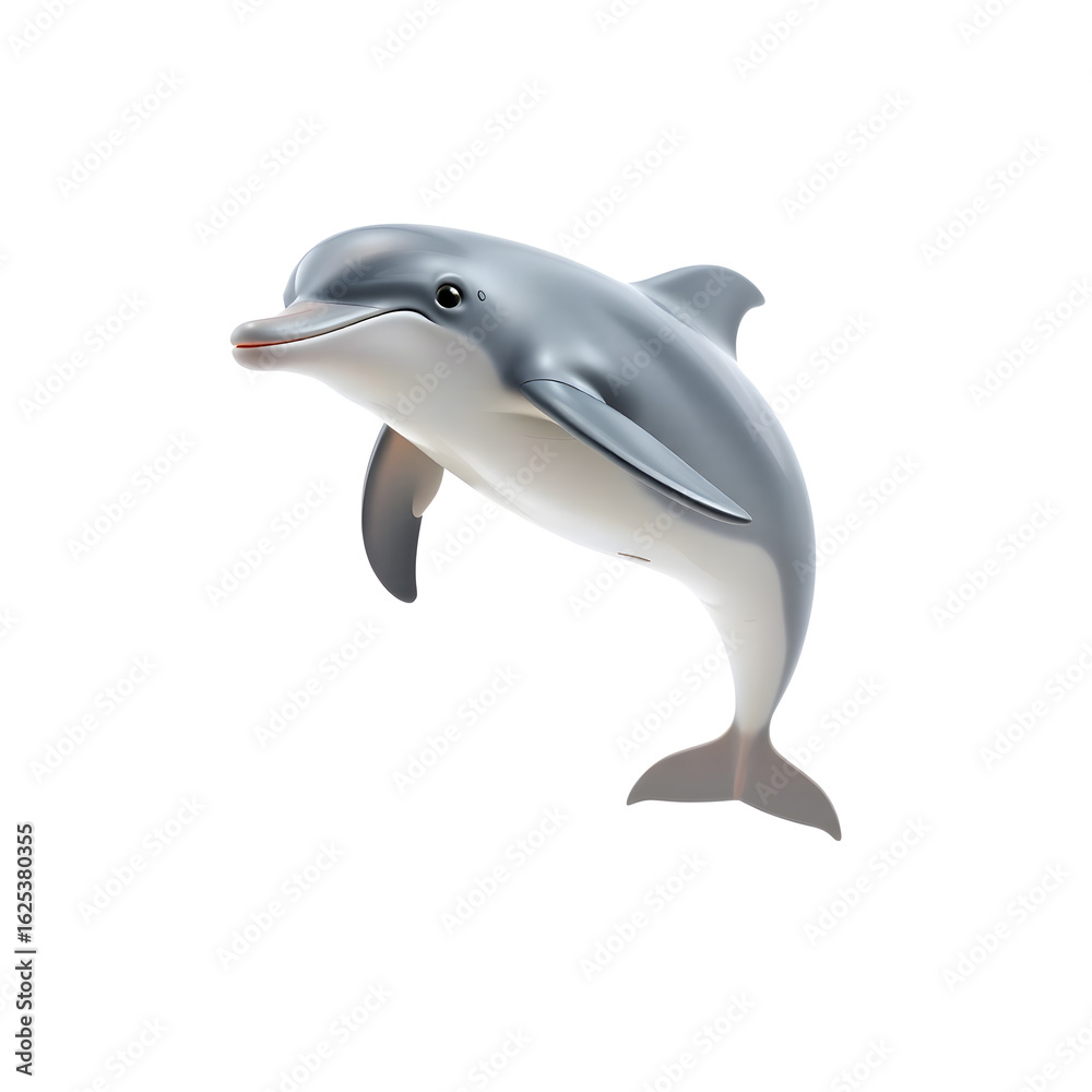 Fototapeta premium Dolphin jumping isolated on white background simple vector illustration