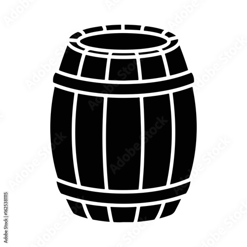 vector barrel icon representing wooden storage container and beverage