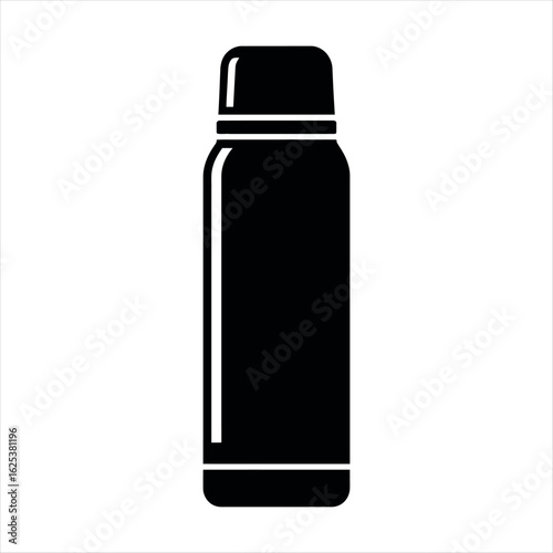 Black thermos bottle container white