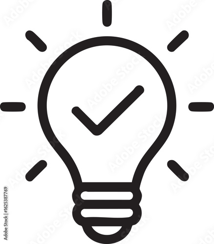 Creative Light Bulb Icon With Check Mark Symbol Representing Innovation Bright Idea Success Inspiration Problem Solving And Smart Solution