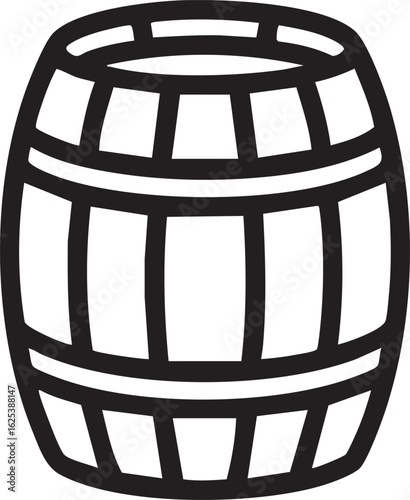 Wooden Barrel Container Icon In Black Outline Style For Storage Vintage Brewing Wine Whiskey Beer Cider And Rustic Illustration