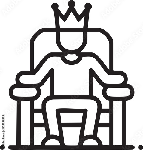 King On Throne Icon Vector Illustration For Royalty Leadership Power Authority Monarch Crown Ruler Kingdom Symbol Design
