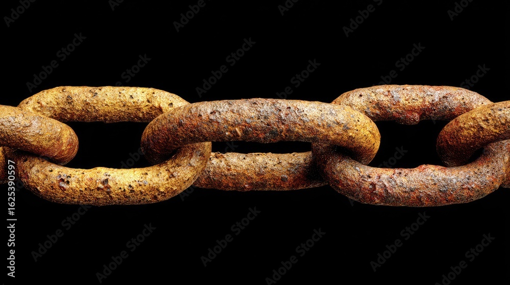 Fototapeta premium Close-up view of rusty metal chain links.