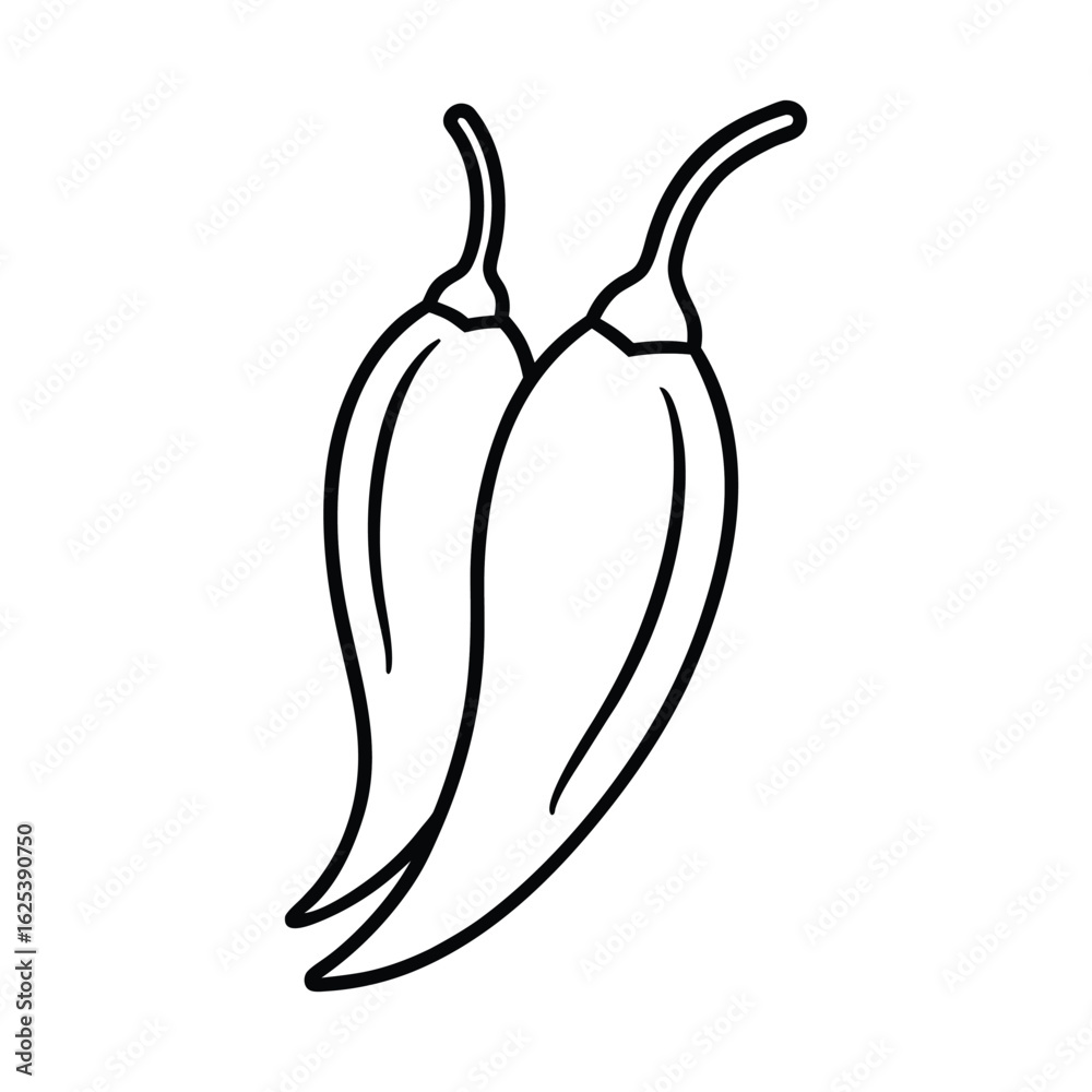 Pointed chili peppers vector on white background Pointed chili peppers vector on white background