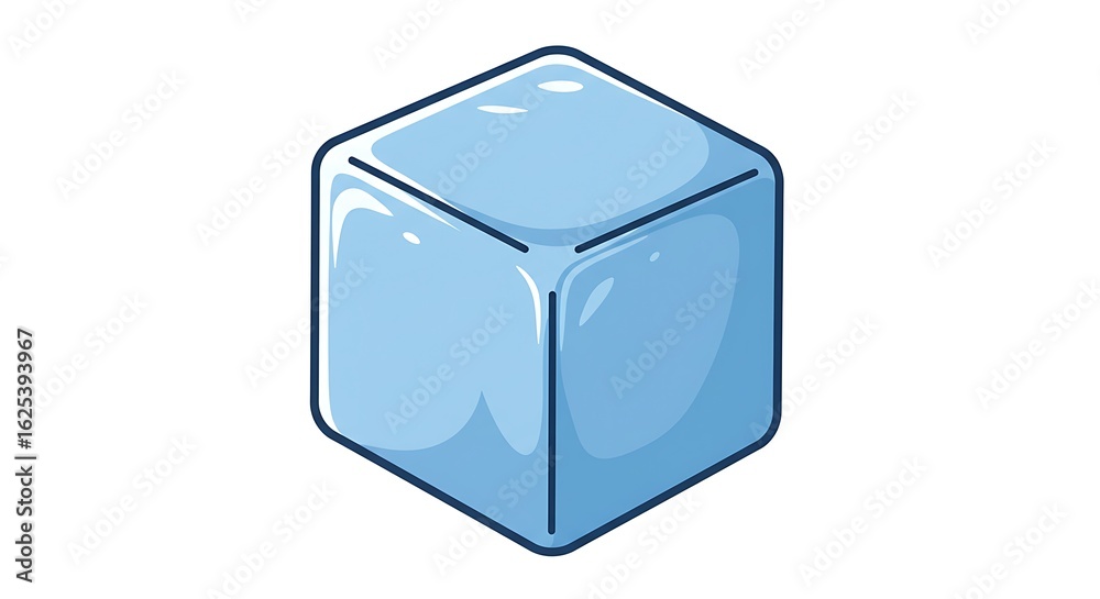 A simple, isolated blue cube with reflection is a blank, 3D object perfect for a toy, button, or gift box design concept A simple, isolated blue cube with reflection is a blank, 3D object perfect for a toy, button, or gift box design concept