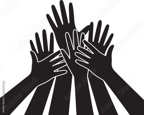 Hands United: A Silhouette Illustration of Collaborative Hands Symbolizing Unity and Support