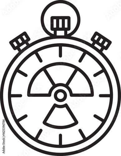 Stopwatch with Radiation Symbol Icon Vector Illustration Time and Nuclear Energy Concept