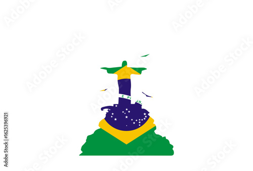 rio de janeiro cristo redentor with flag of brazil