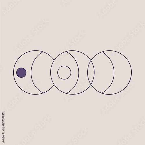 Minimalist line art of a complete moon phase cycle