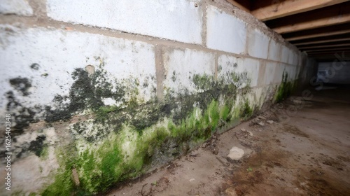 Wallpaper Mural Mold infestation growing on basement wall, unhealthy environment Torontodigital.ca